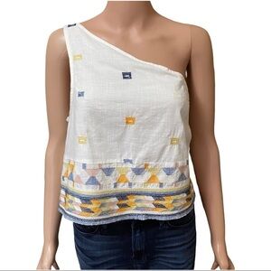 NWT! Free People Bali Baby Embroidered One Shoulder Tank Top Size Small